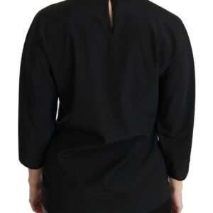 Dolce & Gabbana Elegant Black Silk Stretch Embroidered Top