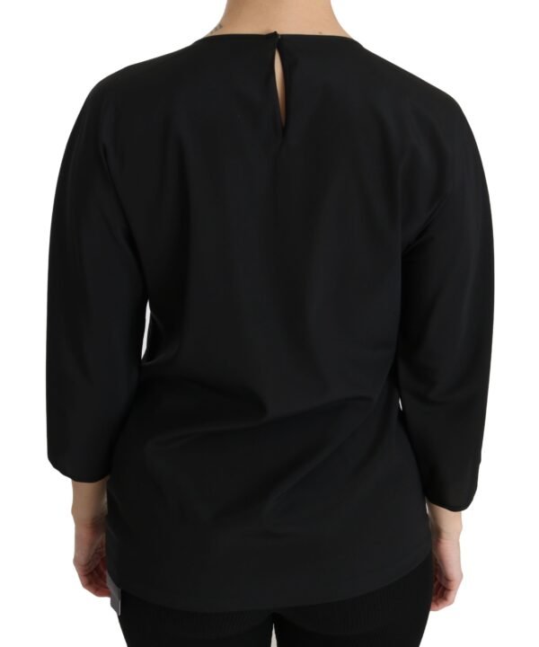 Dolce & Gabbana Elegant Black Silk Stretch Embroidered Top - Image 4