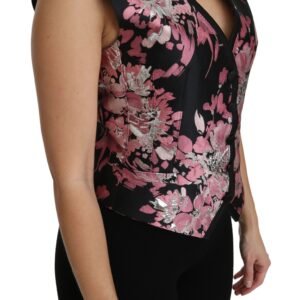 Dolce & Gabbana Elegant Floral Brocade Plunging Vest Top