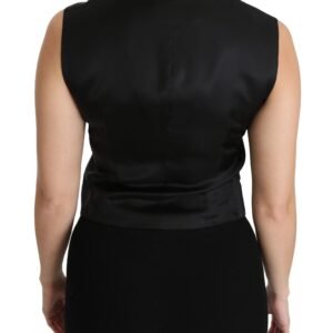 Dolce & Gabbana Chic Black Dotted Wool Blend Sleeveless Vest