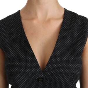 Dolce & Gabbana Chic Black Dotted Wool Blend Sleeveless Vest