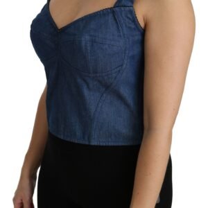 Dolce & Gabbana Elegant Sleeveless Bustier Top in Blue