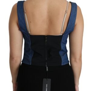 Dolce & Gabbana Elegant Sleeveless Bustier Top in Blue