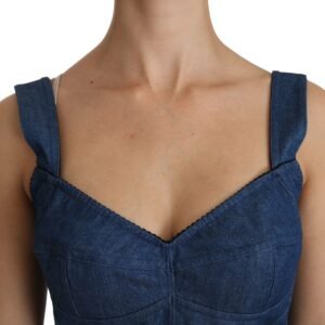 Dolce & Gabbana Elegant Sleeveless Bustier Top in Blue