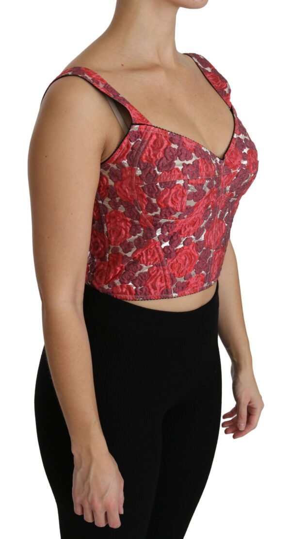 Dolce & Gabbana Elegant Floral Brocade Cropped Top - Image 2