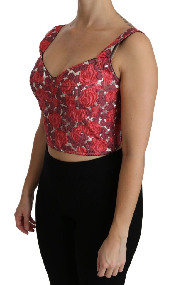 Dolce & Gabbana Elegant Floral Brocade Cropped Top - Image 3