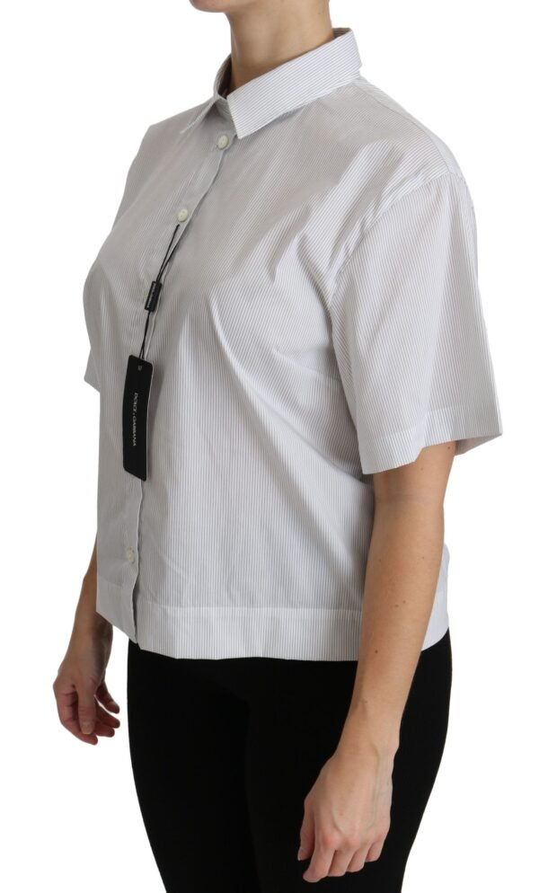 Dolce & Gabbana Elegant White Cotton Polo Top - Image 3