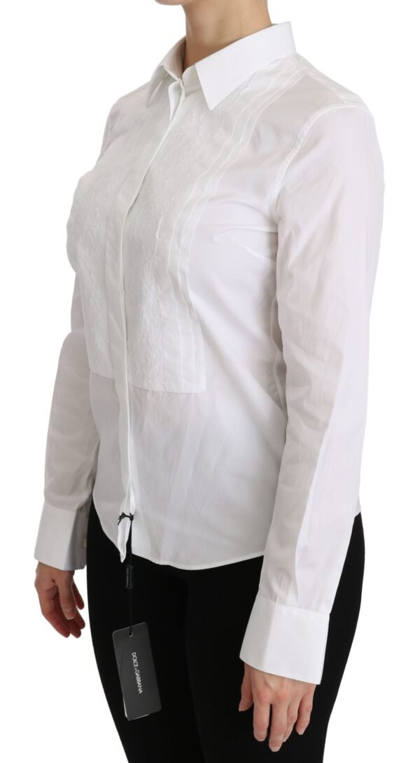 Dolce & Gabbana Elegant White Collared Long Sleeve Polo Top - Image 2