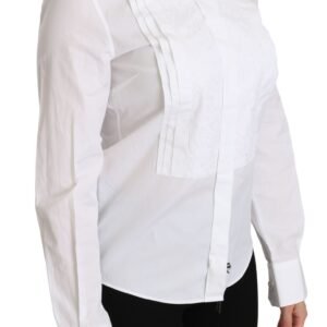 Dolce & Gabbana Elegant White Collared Long Sleeve Polo Top