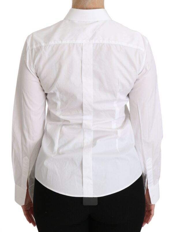 Dolce & Gabbana Elegant White Collared Long Sleeve Polo Top - Image 4