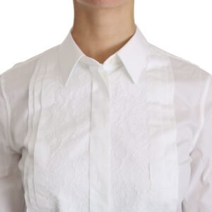 Dolce & Gabbana Elegant White Collared Long Sleeve Polo Top