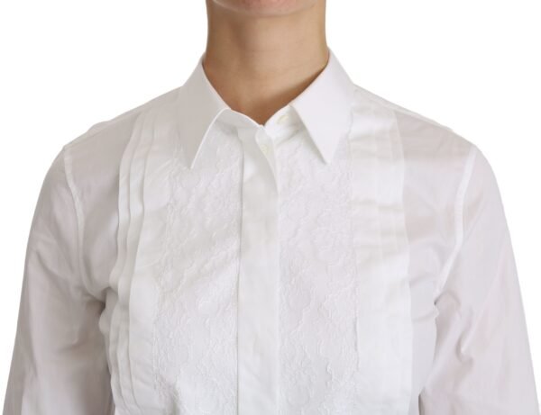 Dolce & Gabbana Elegant White Collared Long Sleeve Polo Top - Image 5