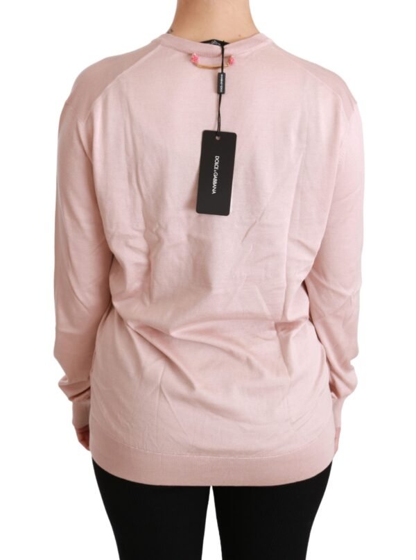 Dolce & Gabbana Pink Floral Silk V-Neck Sweater - Image 4