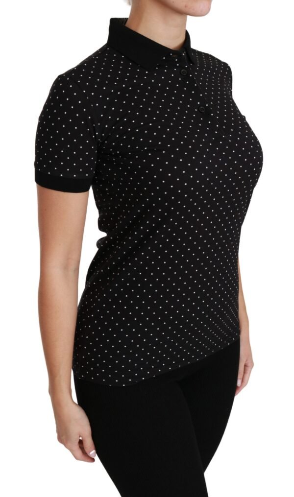 Dolce & Gabbana Elegant Black Dotted Polo Shirt - Image 2