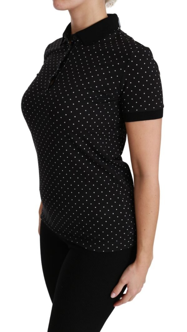 Dolce & Gabbana Elegant Black Dotted Polo Shirt - Image 3