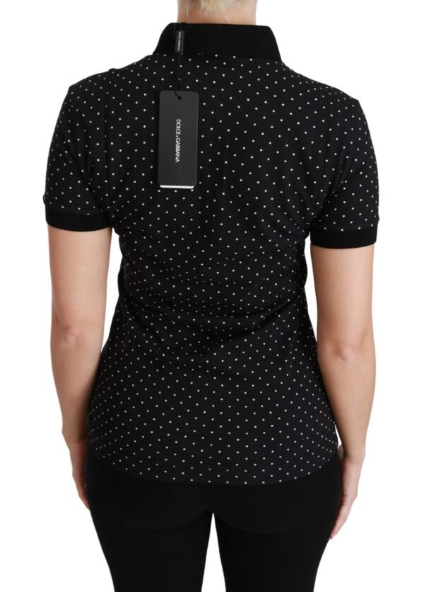 Dolce & Gabbana Elegant Black Dotted Polo Shirt - Image 4