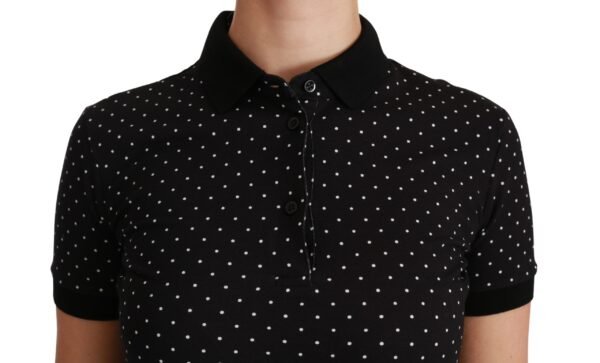 Dolce & Gabbana Elegant Black Dotted Polo Shirt - Image 5