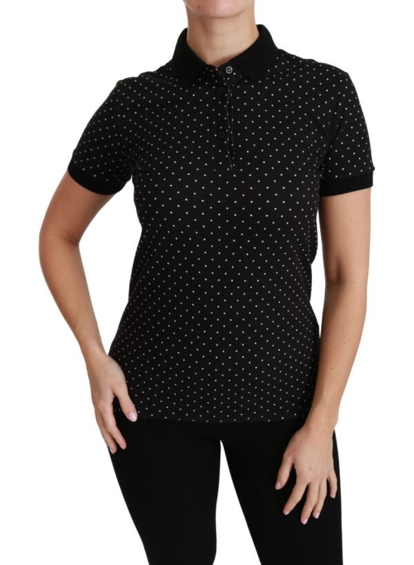 Dolce & Gabbana Elegant Black Dotted Polo Shirt - Image 6