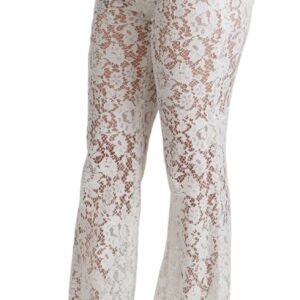 Dolce & Gabbana Elegant White Lace High Waist Pants