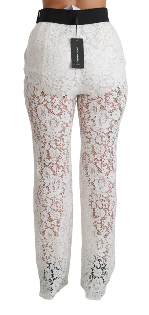 Dolce & Gabbana Elegant White Lace High Waist Pants - Image 5