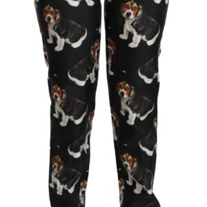 Dolce & Gabbana Elegant Silk Puppy Dog Print Pants