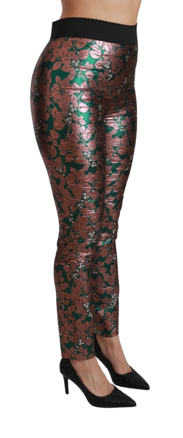 Dolce & Gabbana Elegant Bronze Leaf Metallic Trousers - Image 3