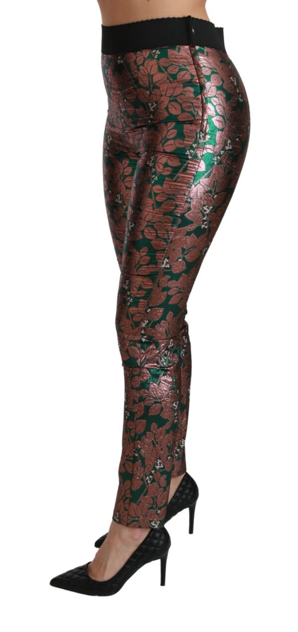 Dolce & Gabbana Elegant Bronze Leaf Metallic Trousers - Image 4