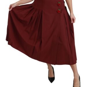 Dolce & Gabbana Elegant Red High Waist Virgin Wool Skirt