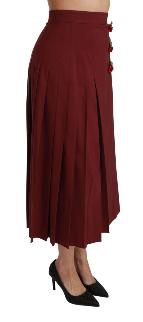 Dolce & Gabbana Elegant Red High Waist Virgin Wool Skirt - Image 3