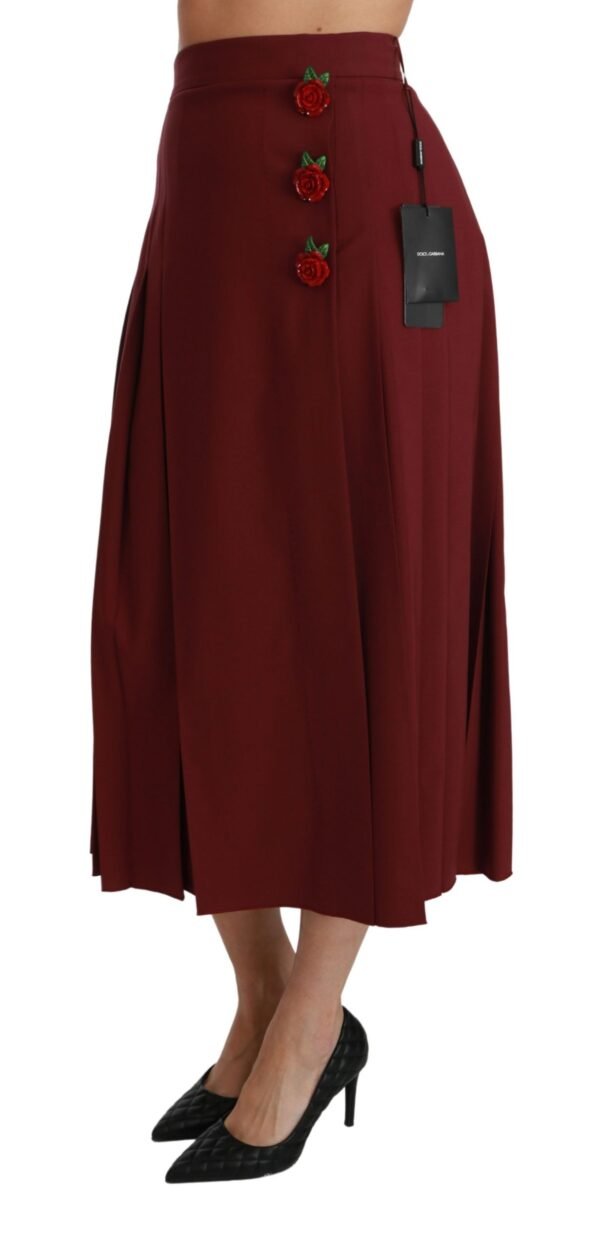 Dolce & Gabbana Elegant Red High Waist Virgin Wool Skirt - Image 4