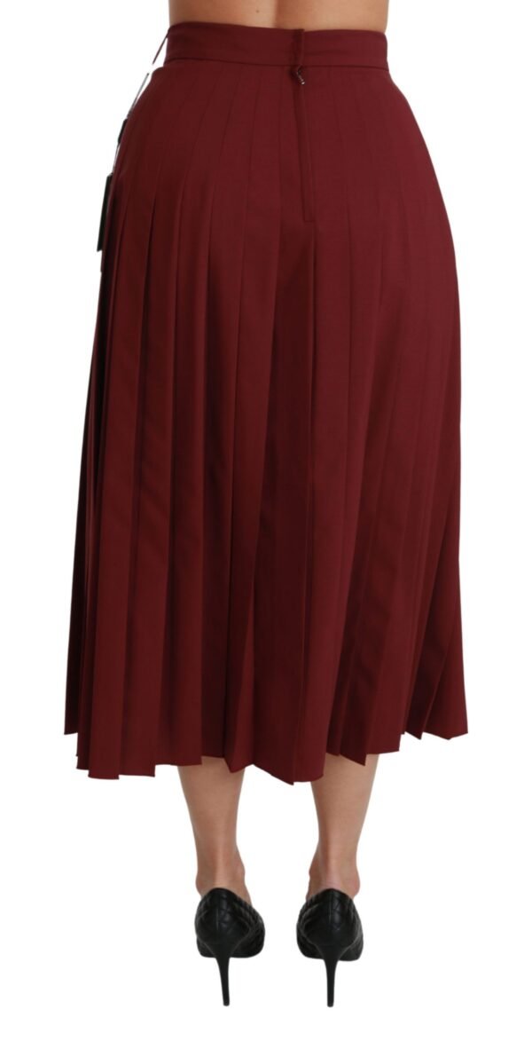 Dolce & Gabbana Elegant Red High Waist Virgin Wool Skirt - Image 5