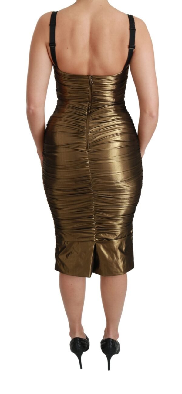 Dolce & Gabbana Gold Stretch Lame Ruched Dress - Image 4