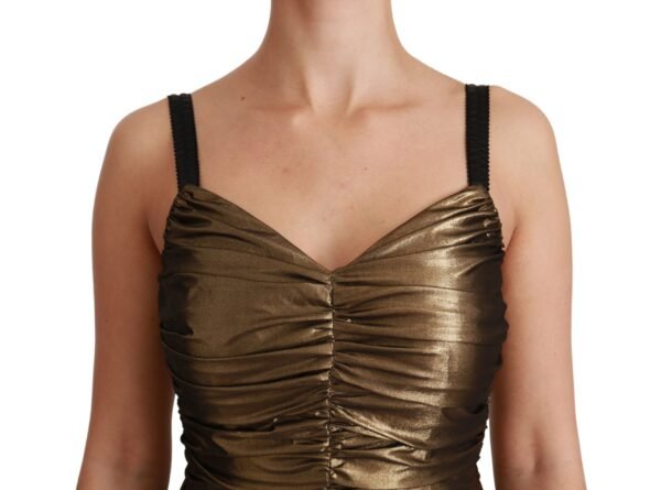 Dolce & Gabbana Gold Stretch Lame Ruched Dress - Image 5