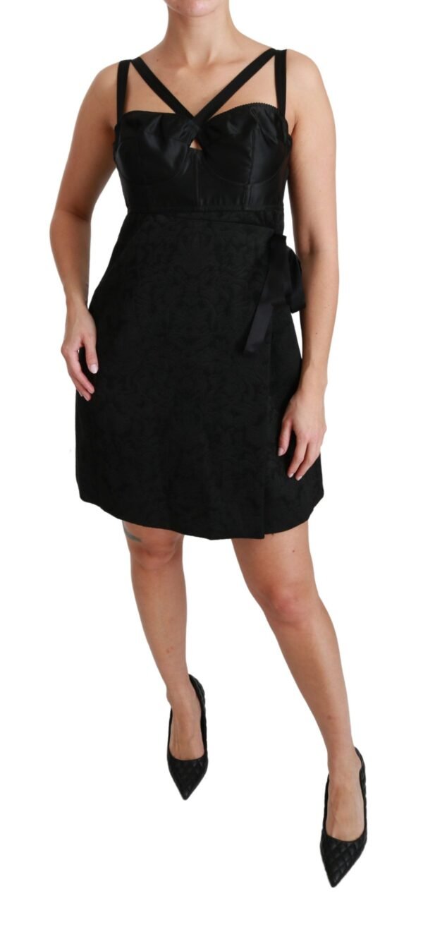 Dolce & Gabbana Elegant Black Jacquard Sheath Dress - Image 6