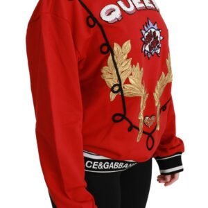 Dolce & Gabbana Radiant Red Sequined Crew Neck Sweater