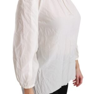 Dolce & Gabbana Elegant White Silk Turtle Neck Blouse