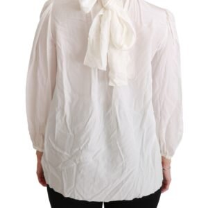 Dolce & Gabbana Elegant White Silk Turtle Neck Blouse