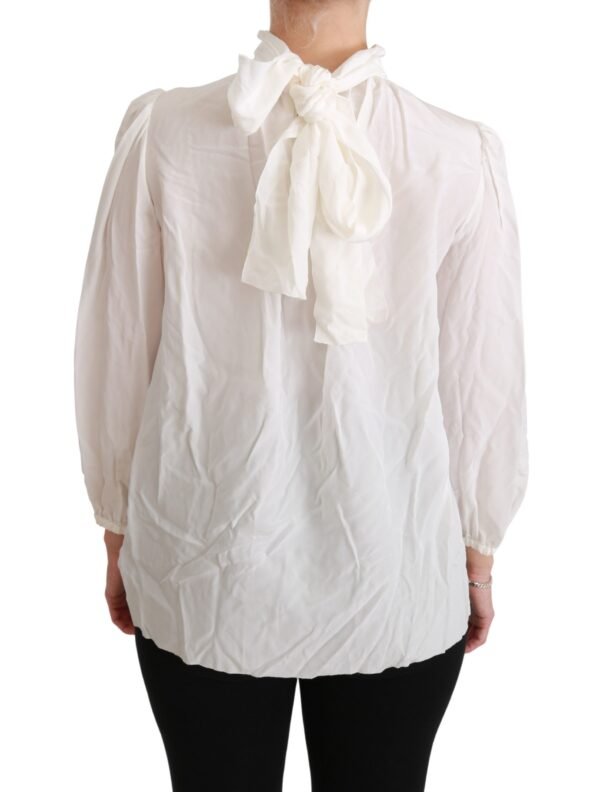 Dolce & Gabbana Elegant White Silk Turtle Neck Blouse - Image 5