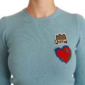 Dolce & Gabbana Queen Heart Beaded Wool Sweater