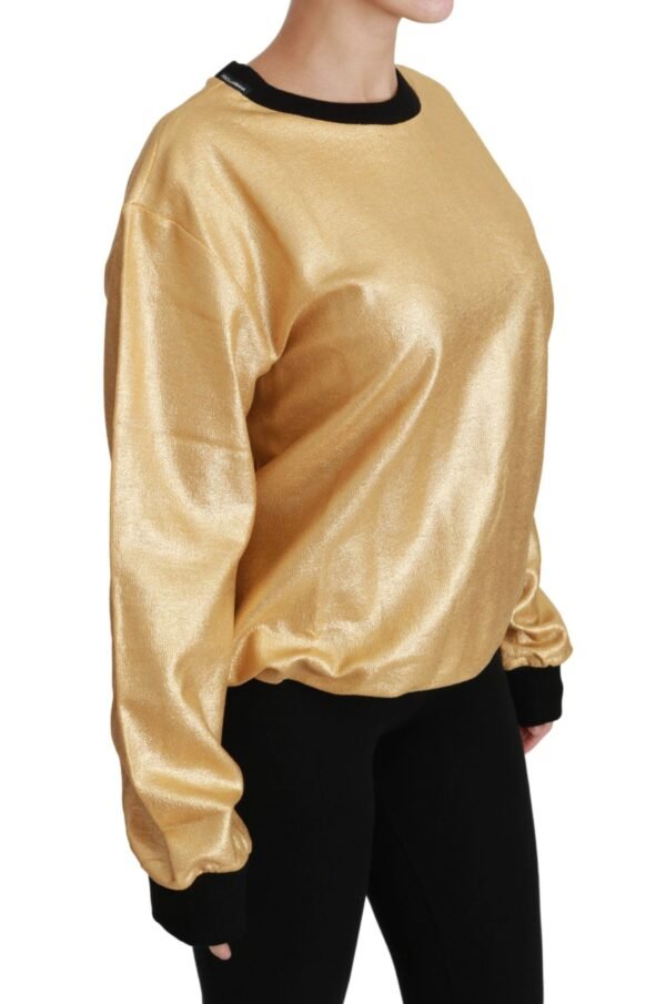 Dolce & Gabbana Elegant Gold Crew Neck Cotton Sweater - Image 2