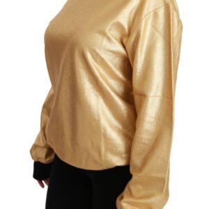 Dolce & Gabbana Elegant Gold Crew Neck Cotton Sweater