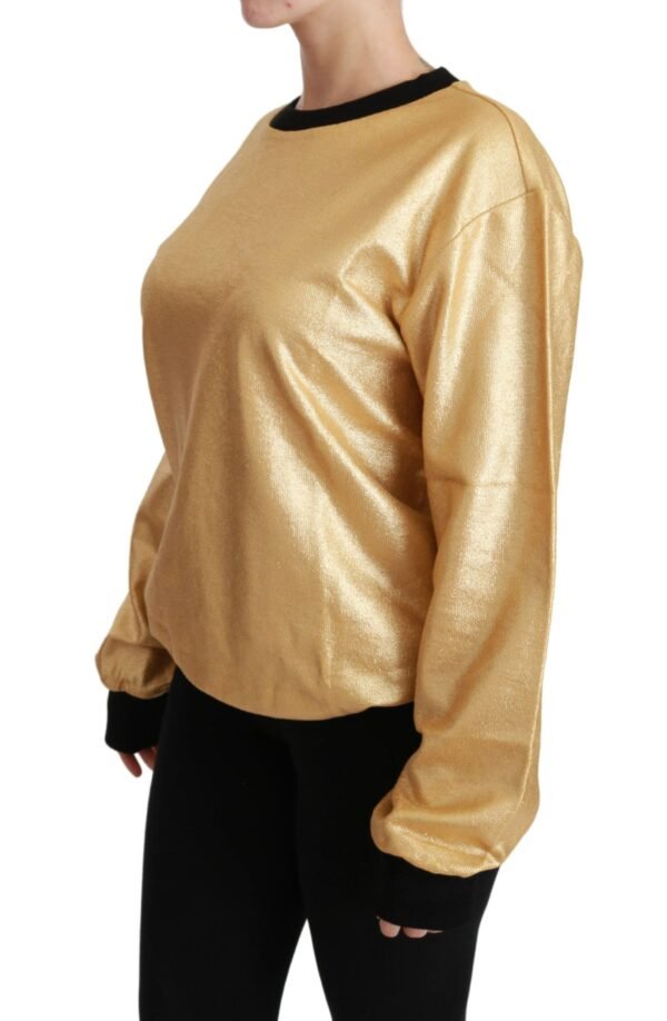 Dolce & Gabbana Elegant Gold Crew Neck Cotton Sweater - Image 3