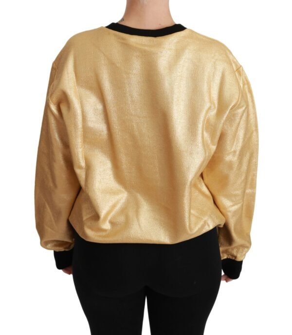 Dolce & Gabbana Elegant Gold Crew Neck Cotton Sweater - Image 4