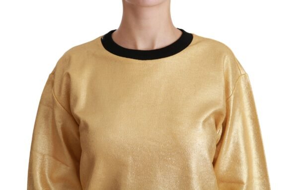 Dolce & Gabbana Elegant Gold Crew Neck Cotton Sweater - Image 5