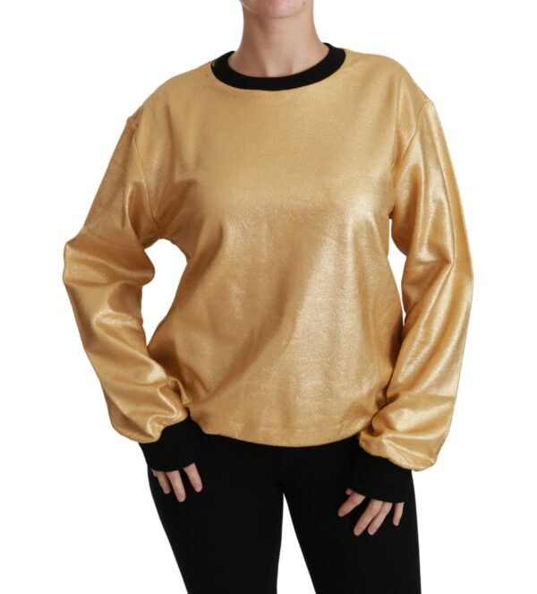 Dolce & Gabbana Elegant Gold Crew Neck Cotton Sweater - Image 6