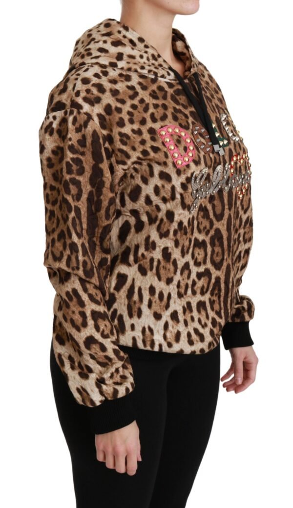 Dolce & Gabbana Elegant Leopard Print Hooded Sweater - Image 2