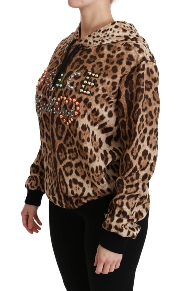 Dolce & Gabbana Elegant Leopard Print Hooded Sweater - Image 3