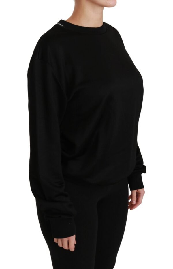 Dolce & Gabbana Elegant Black Cotton Crew Neck Pullover Sweater - Image 2