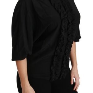 Dolce & Gabbana Elegant Black Silk Short Sleeve Blouse