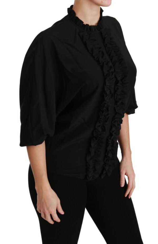 Dolce & Gabbana Elegant Black Silk Short Sleeve Blouse - Image 2